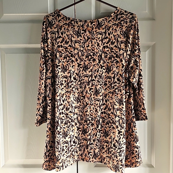 NWT JM Collection Petite 3/4  Sleeve Curved Hem Knit Tunic XL Tan/Black - Picture 8 of 12